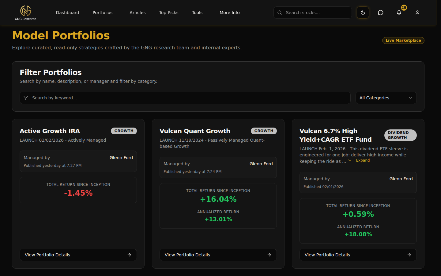 Model Portfolios with curated strategies